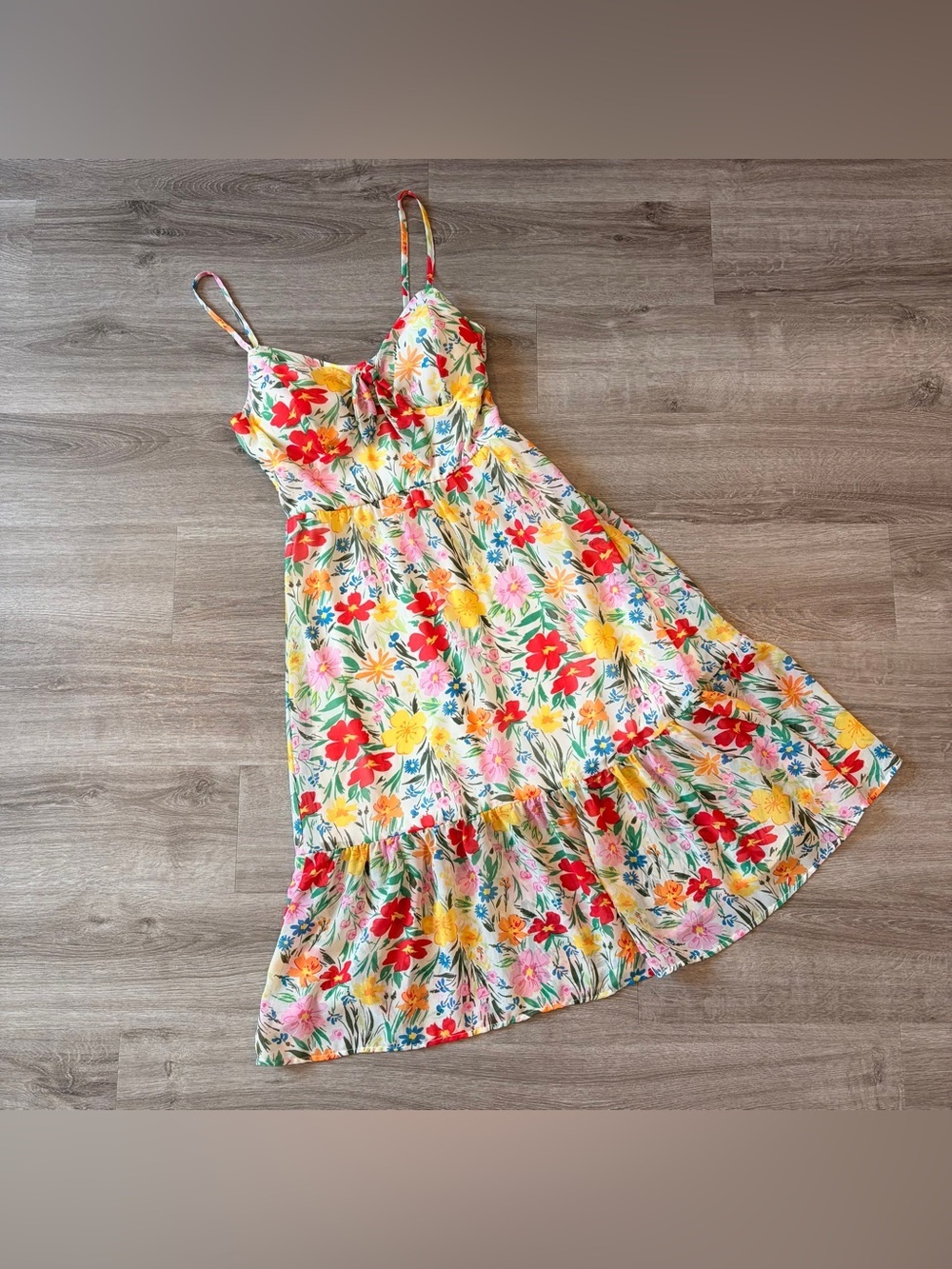 AUW floral print ruched dress